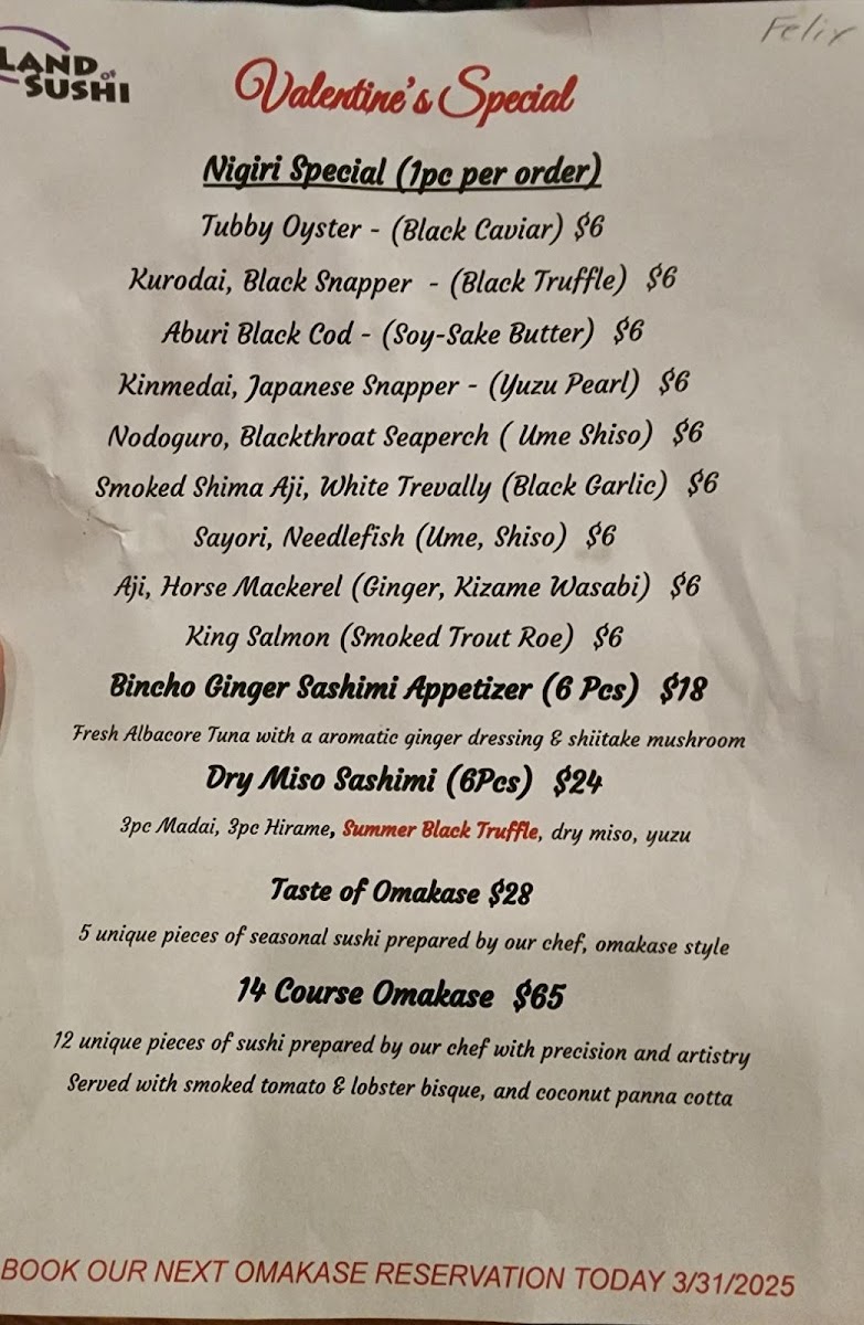 Menu Land Of Sushi-1